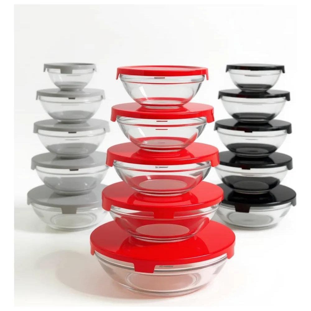 10X Jogo Potes De Vidro 5 Peças Claro Mantimentos Marmita