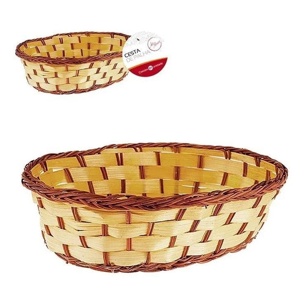 Jogo Kit 3 Cesta Cestinha De Palha De Mesa