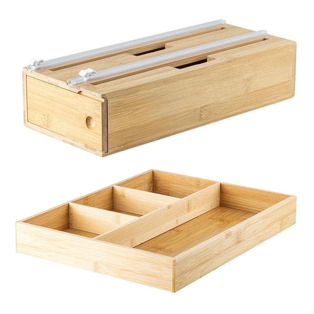 Kit Organizador De Gavetas Multiuso E Rolos Em Bambu