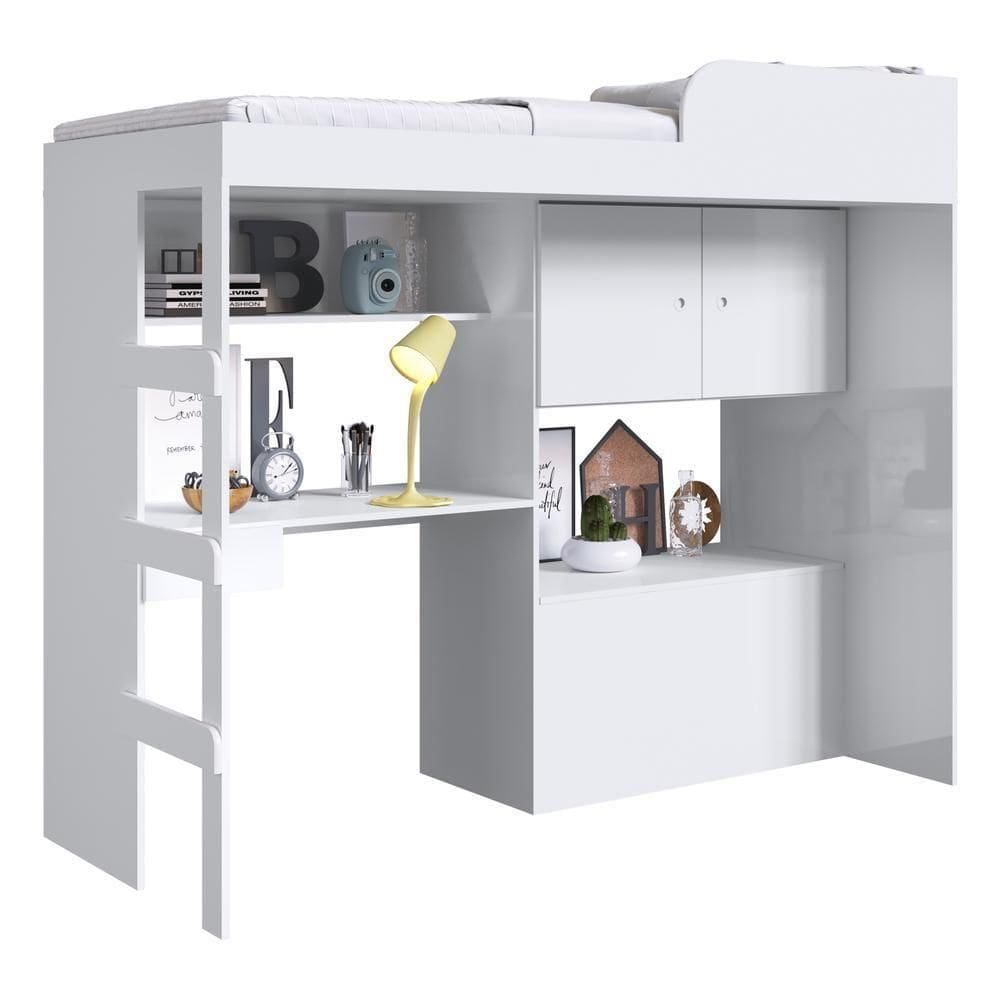 Cama Infantil Com Baú E Escrivaninha Cr40073 Branca