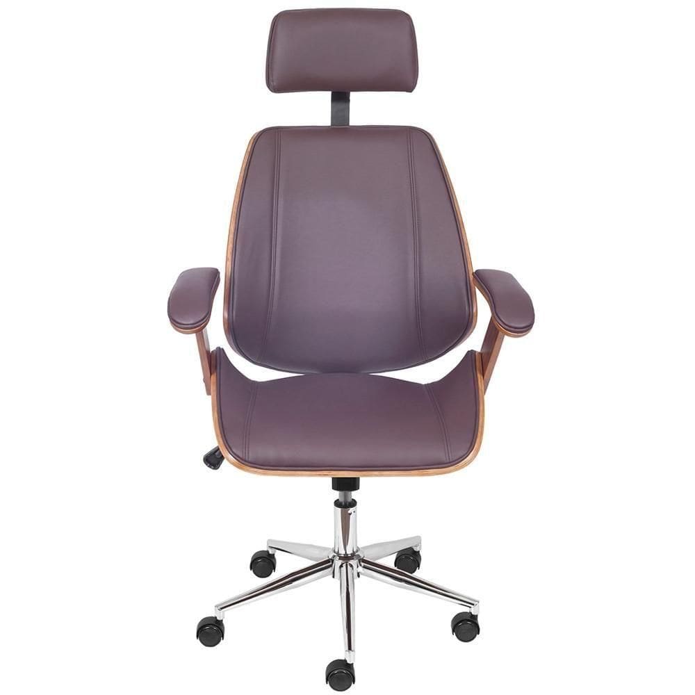 Cadeira Giratória Alta Bergen Lisboa Estrutura Madeira Laminada Revestida Em Pu Café Base Rodízio