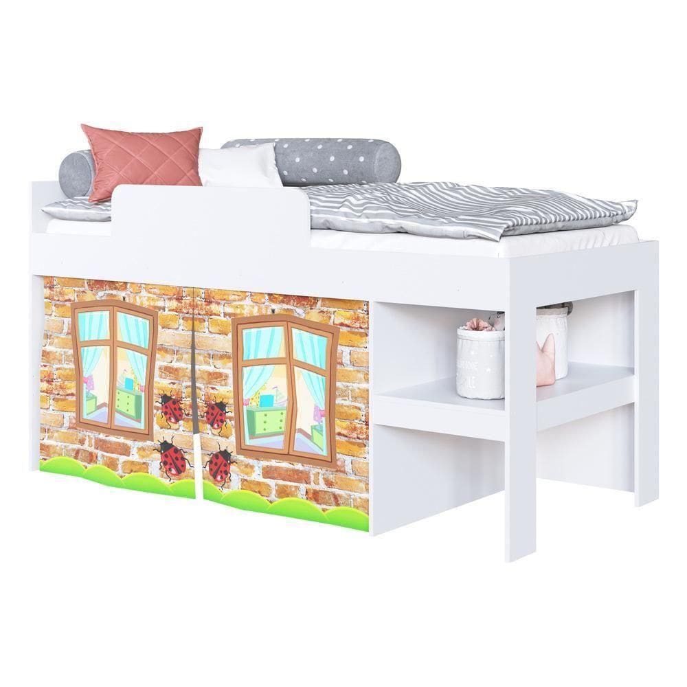 Cama Infantil Com Cortinas Para Colchão 188x88cm Multimóveis Cr40070 Branca Branco