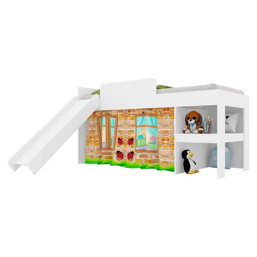 Cama Infantil Com Escorregador Para Colchão 188x88cm Multimóveis Cr40071 Branca Branco