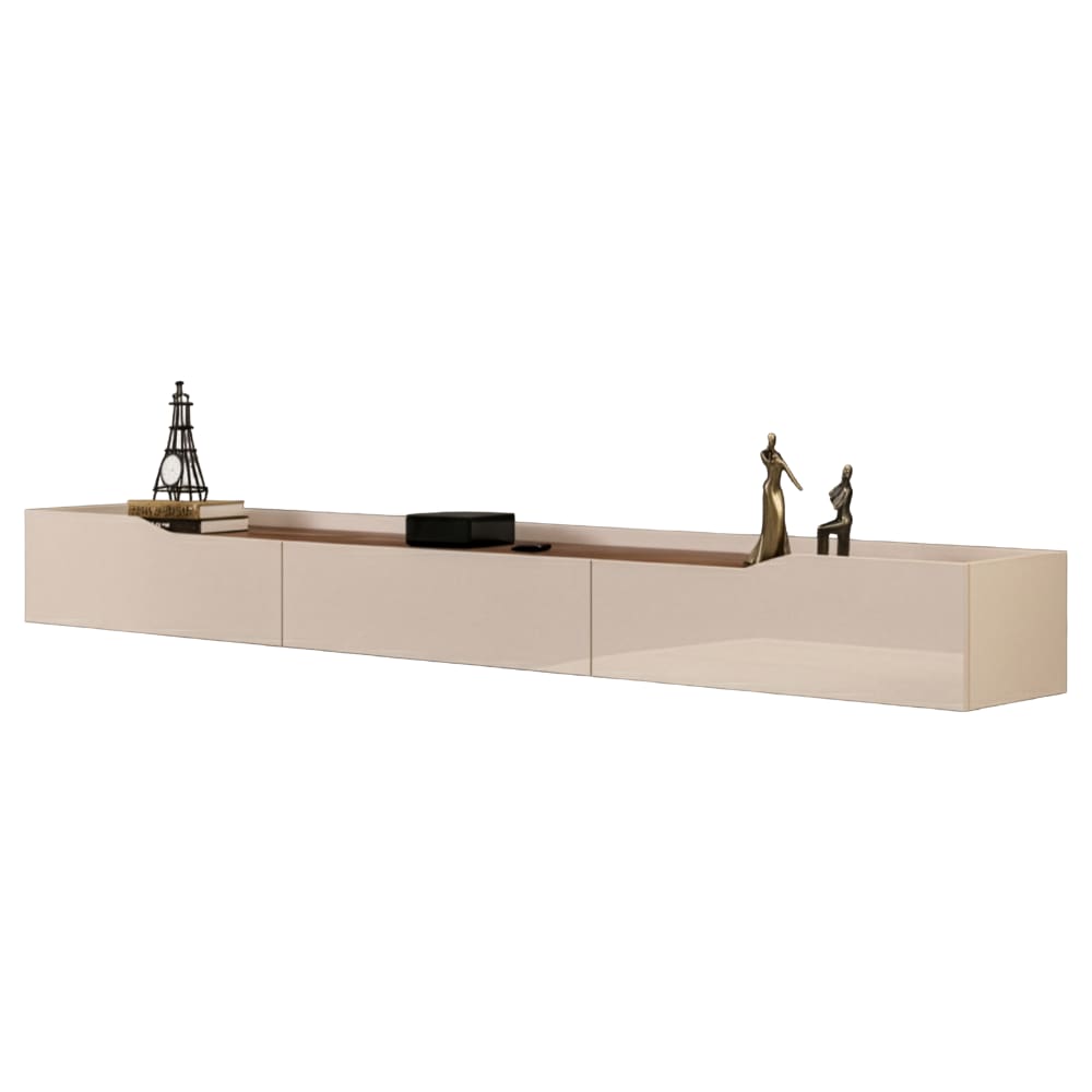 Rack Suspenso para Painel ou TV até 75 Polegadas 2,18m 3 Gavetas Efraín Off White