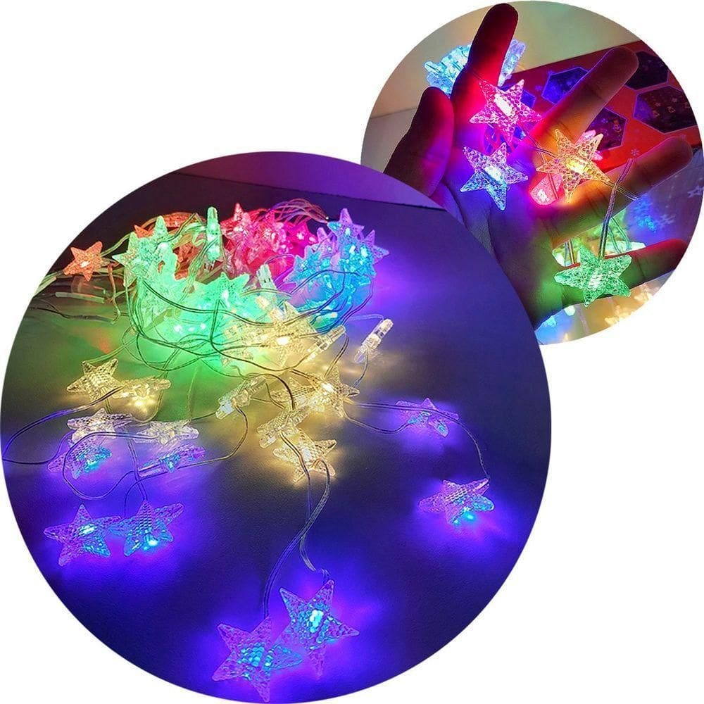 Pisca Cortina Estrelinhas Enfeite Natal 80 Led 3x1m 110-220v Colorido