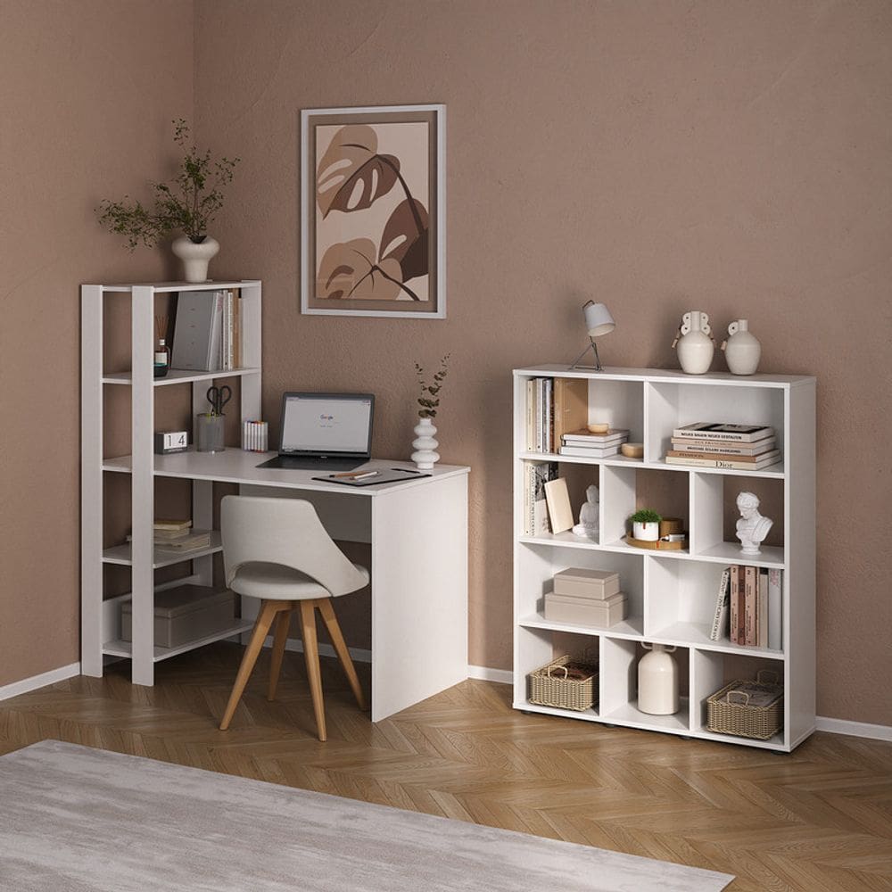 Conjunto Sala de Estar: Escrivaninha Match + Estante Book