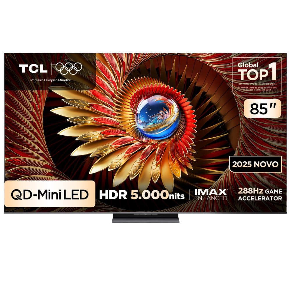 Smart TV TCL 85 Polegadas QLED Mini LED 4K C8K WiFi Bluetooth Google TV 288Hz VRR HDR10+ 85C8K