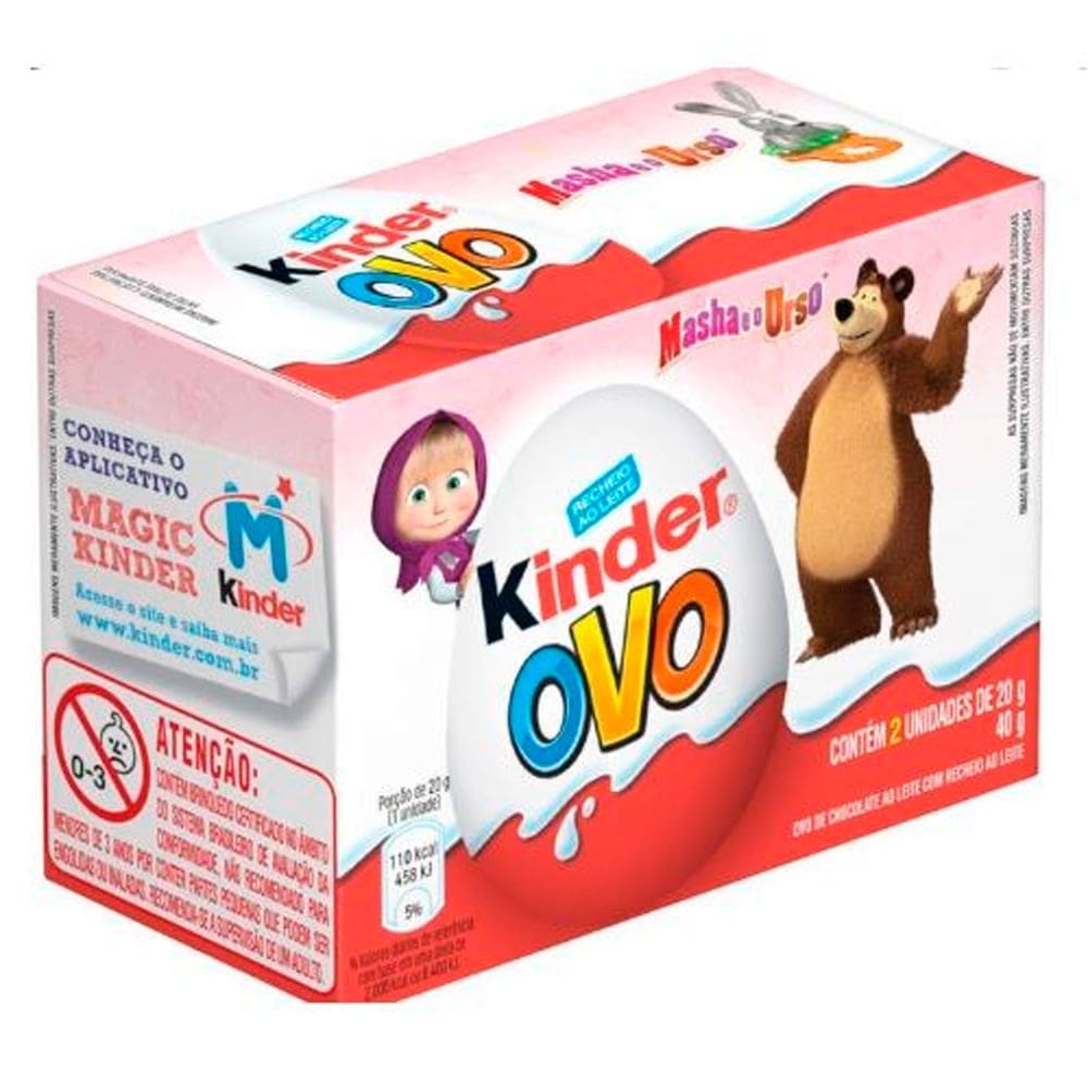 Chocolate Kinder Ovo Marsha e o Urso com 2 Unidades de 20g cada