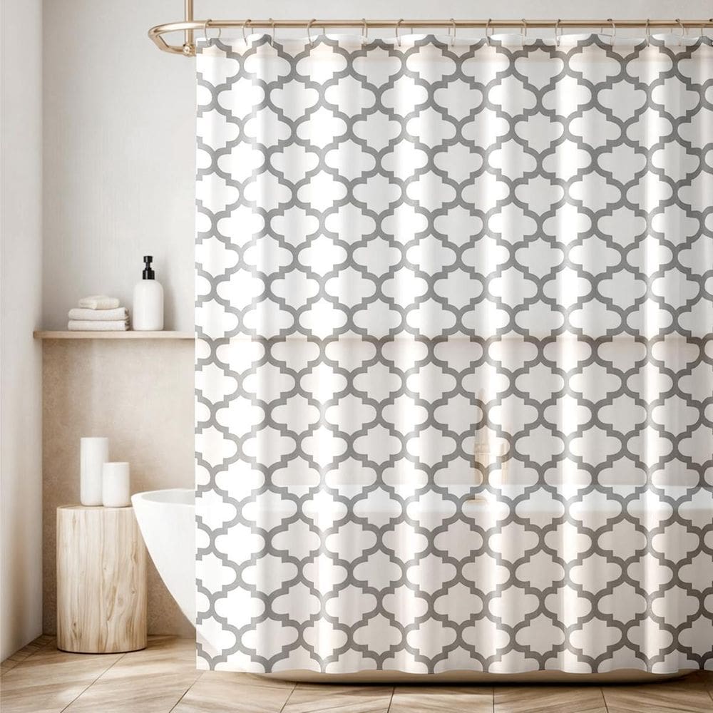 1 Cortina Box Banheiro Antimofo Ganchos 180X180 Pev Es M05