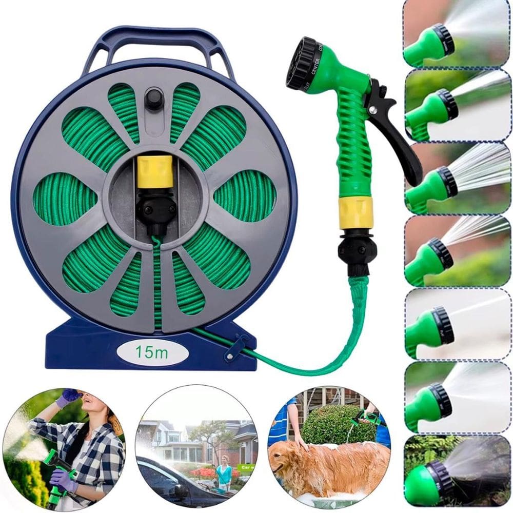 Mangueira Flexível Com Esguicho Para Jardim E Pátio