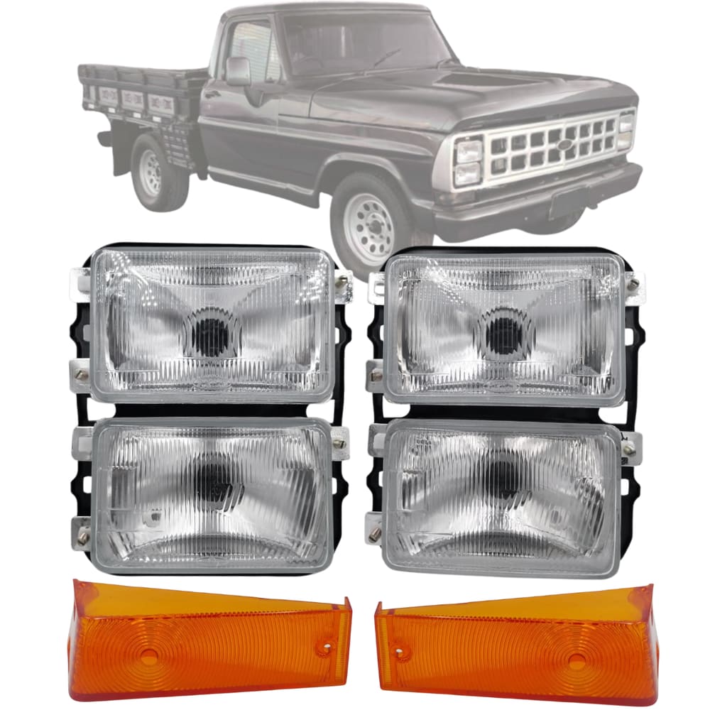 Kit Farol F1000 F4000 85 86 87 88 89 90 91 92 + Lente Ambar