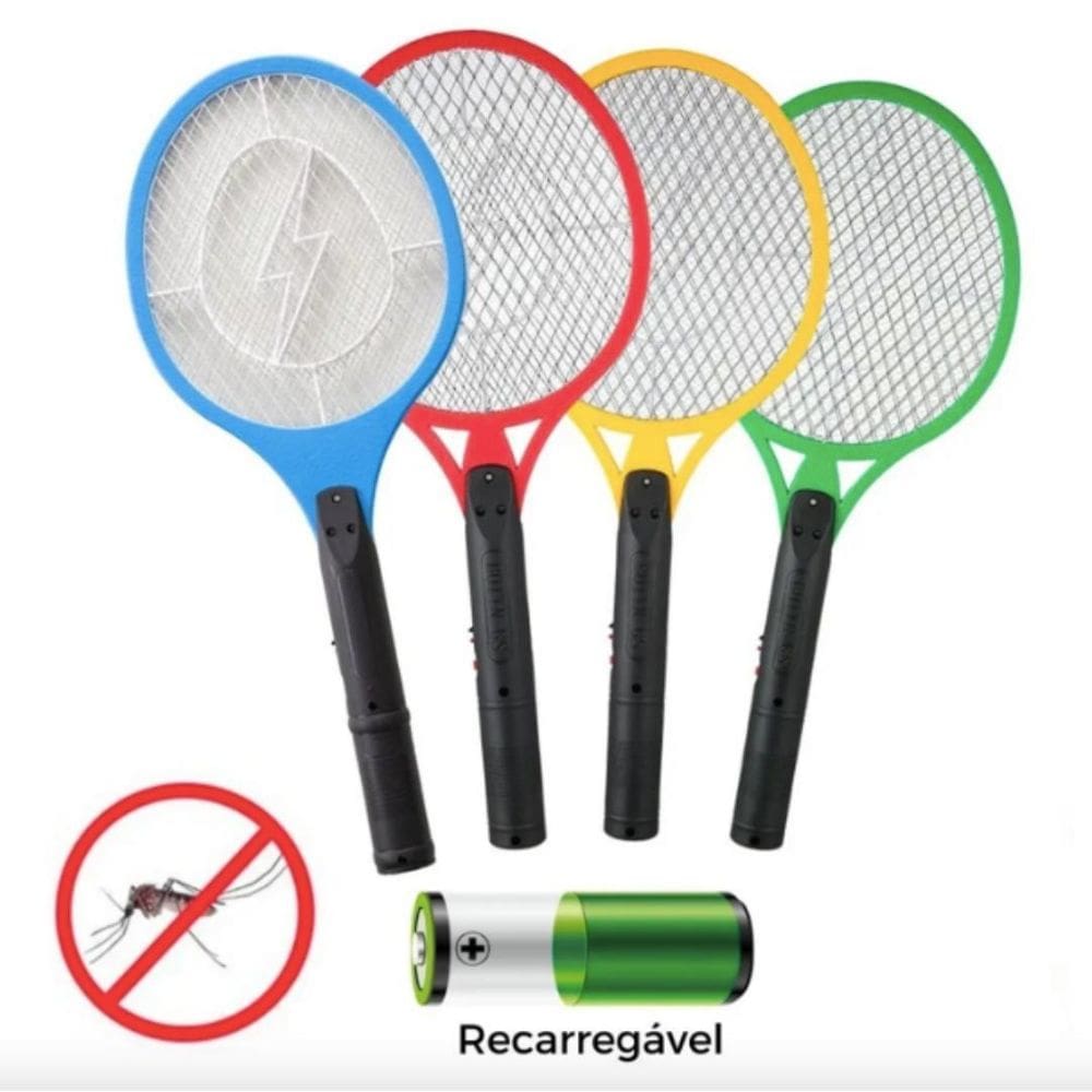 Raquete Elétrica Recarregável Para Mosquitos E Dengue Bivolt
