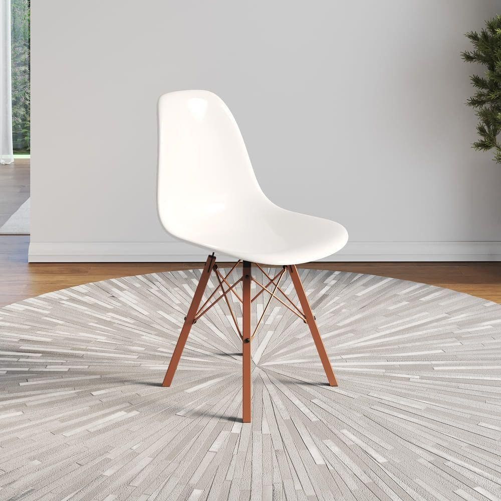 Cadeira Eames Design Moderno Tubo De Ferro Cobre Assento Branco