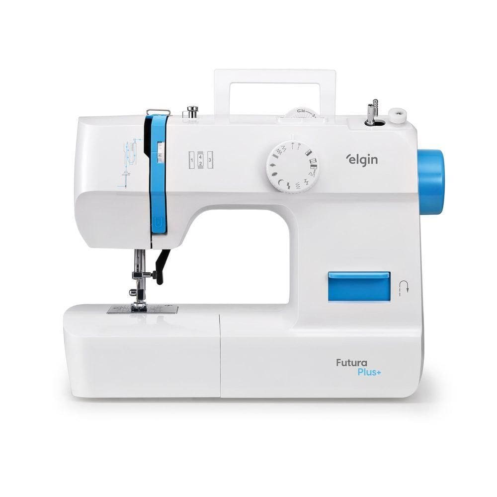 Máquina de Costura Futura Plus - 12 Pontos Braço Livre Prega Zíperes e Botões Portátil 220V