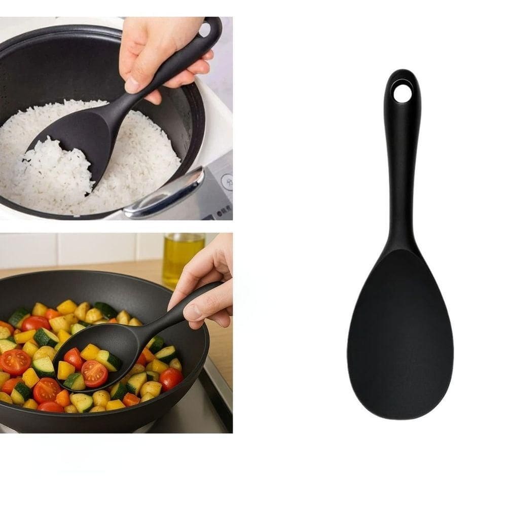 Colher De Cabo Curto De Silicone 22cm - Preta