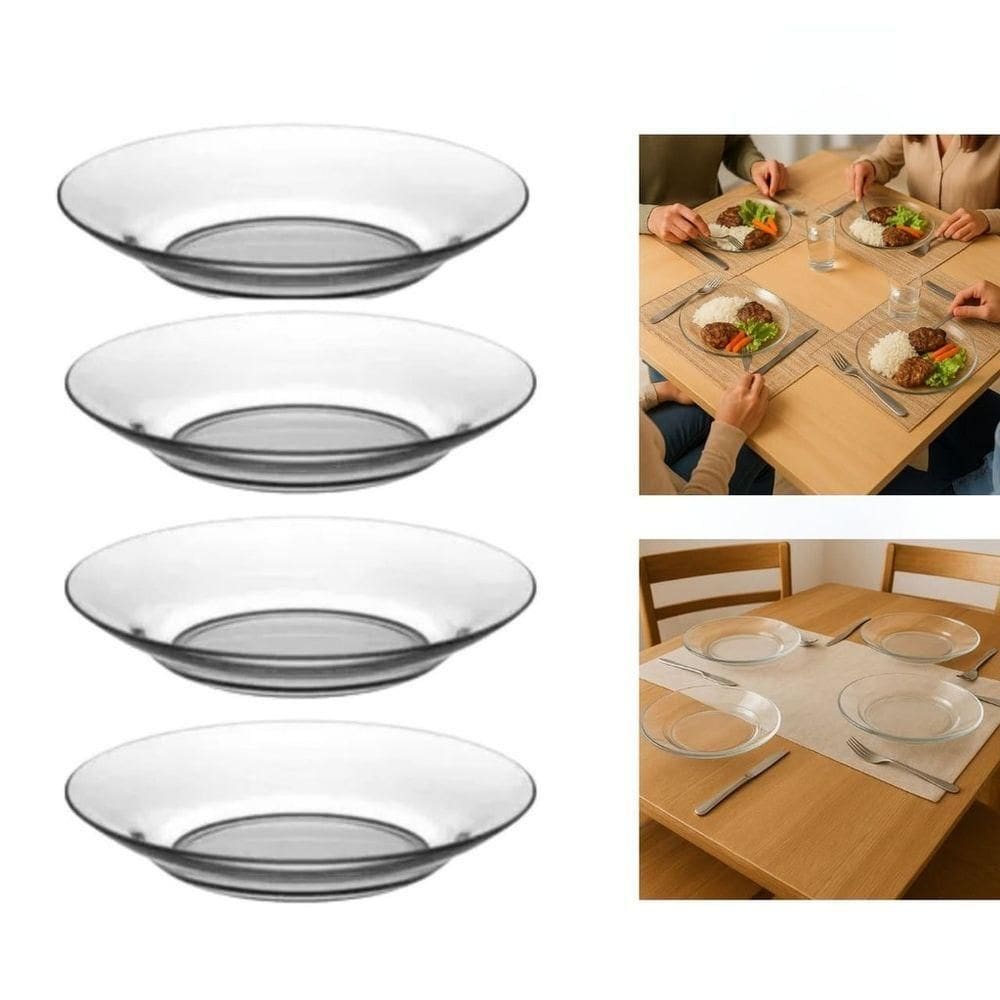 Kit 4 Pratos Fundos Vidros Milly 22cm Conjunto