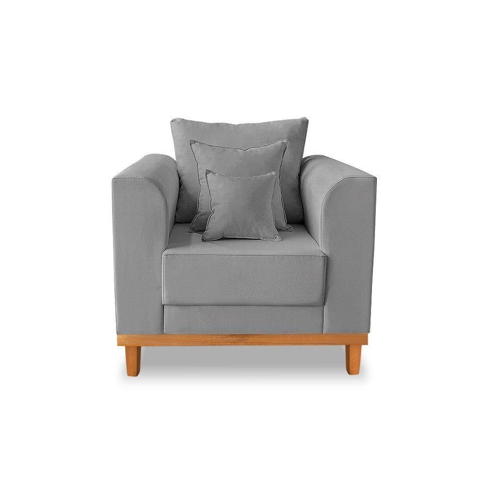 Poltrona Viena Beny Linho Cinza