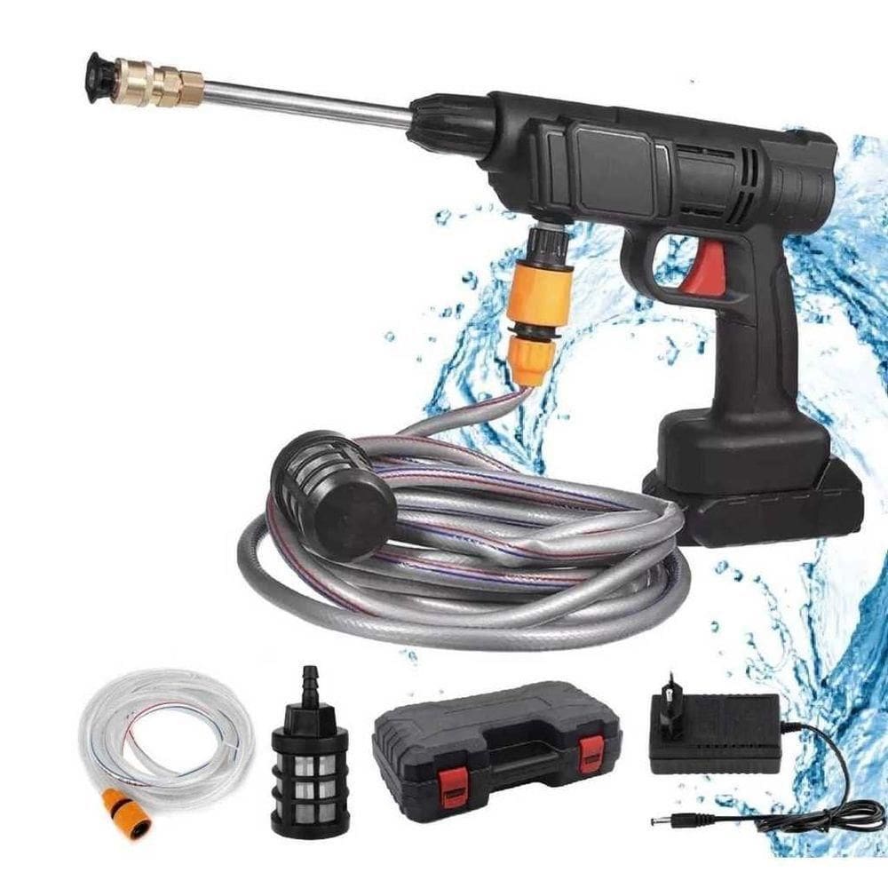 Pistola Lava Jato Portátil Recarregável 8 Peças Preto