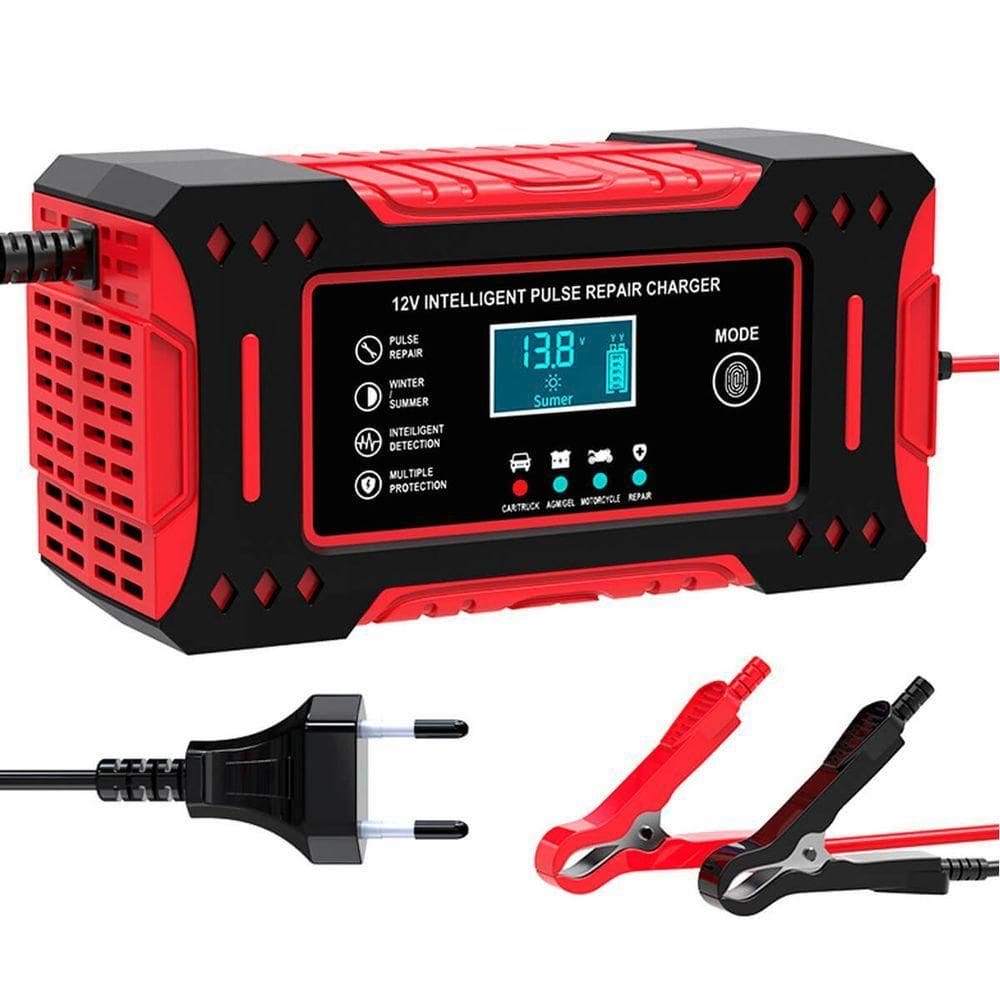 Carregador De Bateria Automotiva [12v] Com Tela Lcd