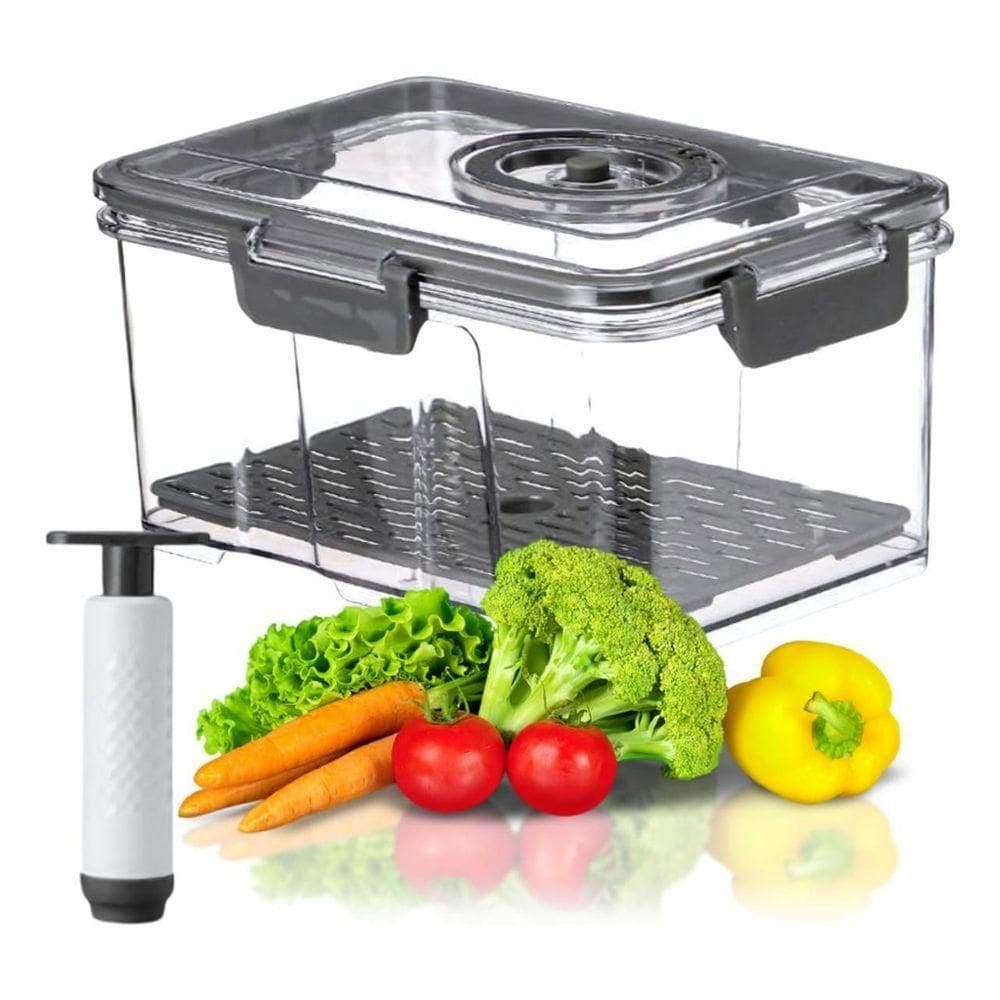 Pote Hermético Com Bomba De Vácuo 2 Litros - Cinza