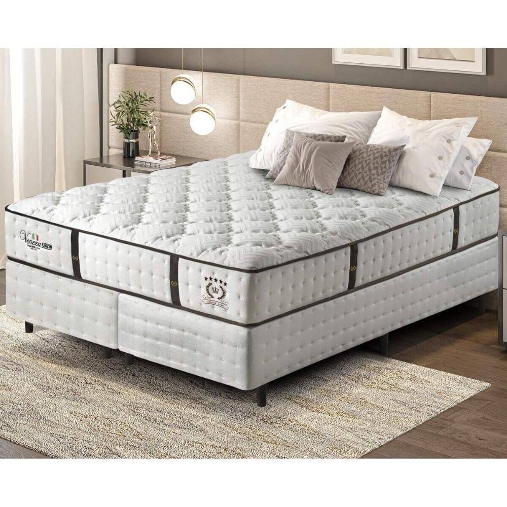 Cama Box Conjugado King Com Colchão 193x69x203 Veneza Ii Gazin Cr35310 Branco