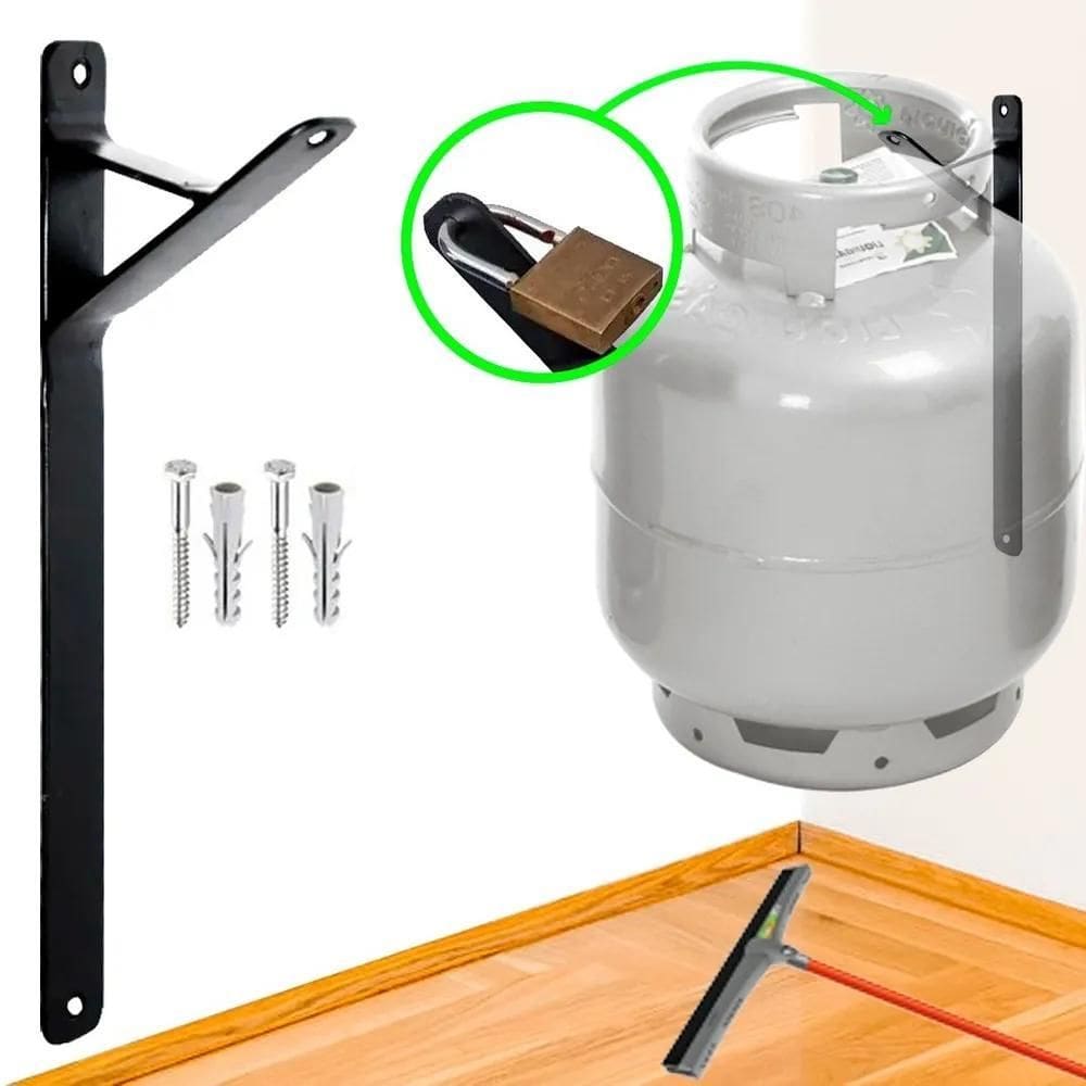 Suporte Para Botijão De Gás Em Aço Suspenso Parede Cozinha