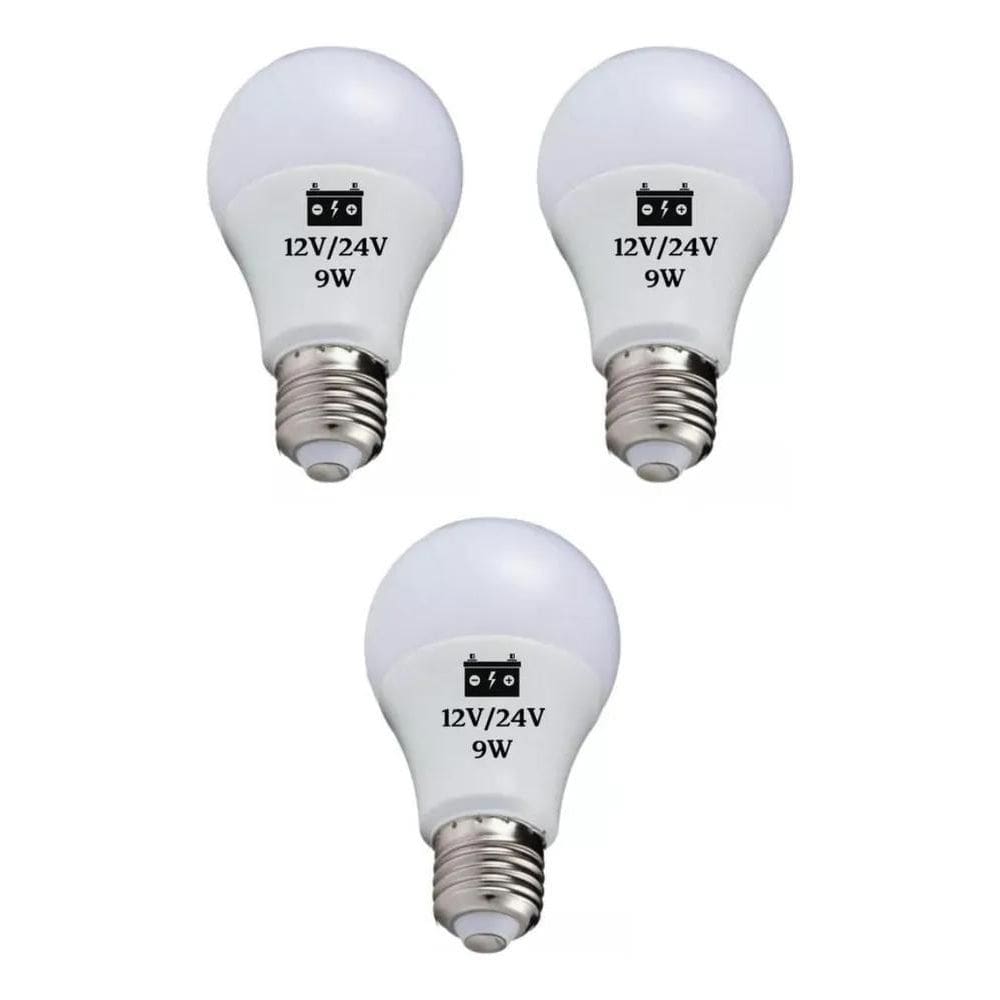 3 Lâmpadas Led Bulbo 9W E27 Luz Branco-Frio