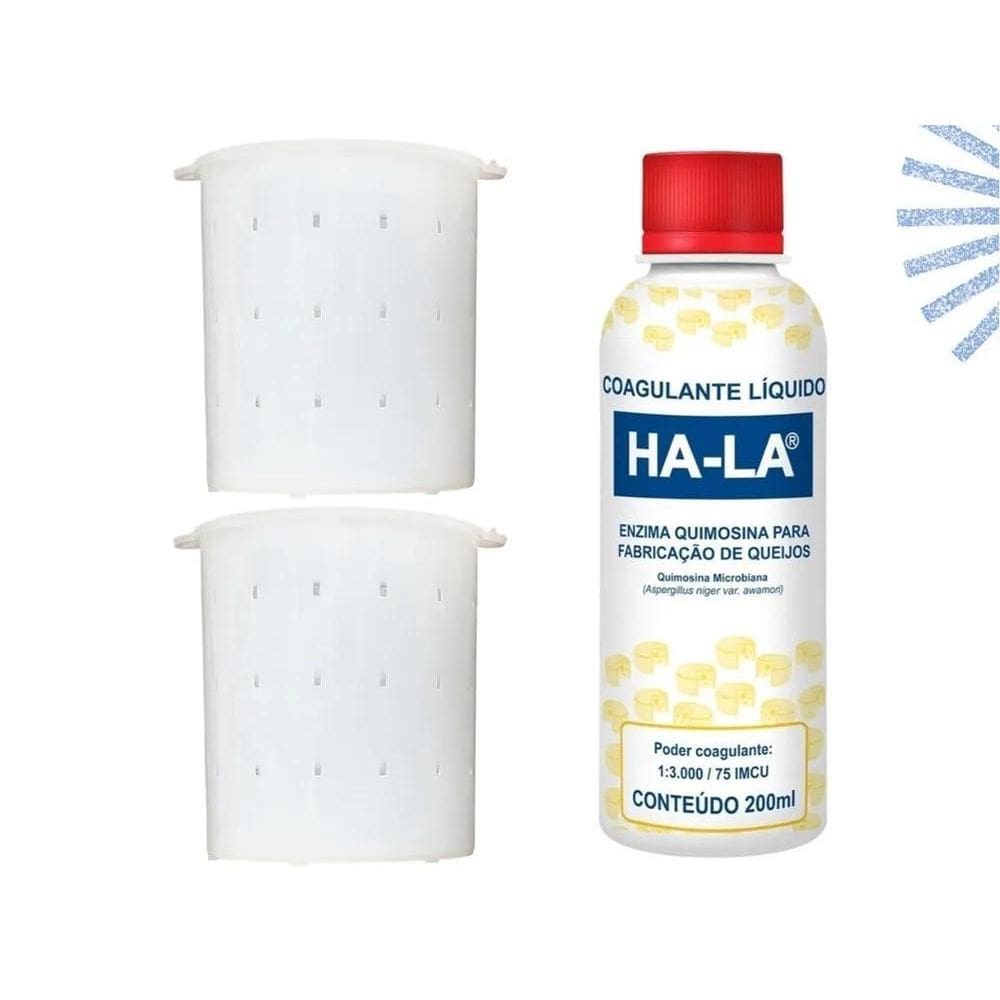 2X 2 Formas Furo Escorredor + Coalho Para Fazer Queijo Casei