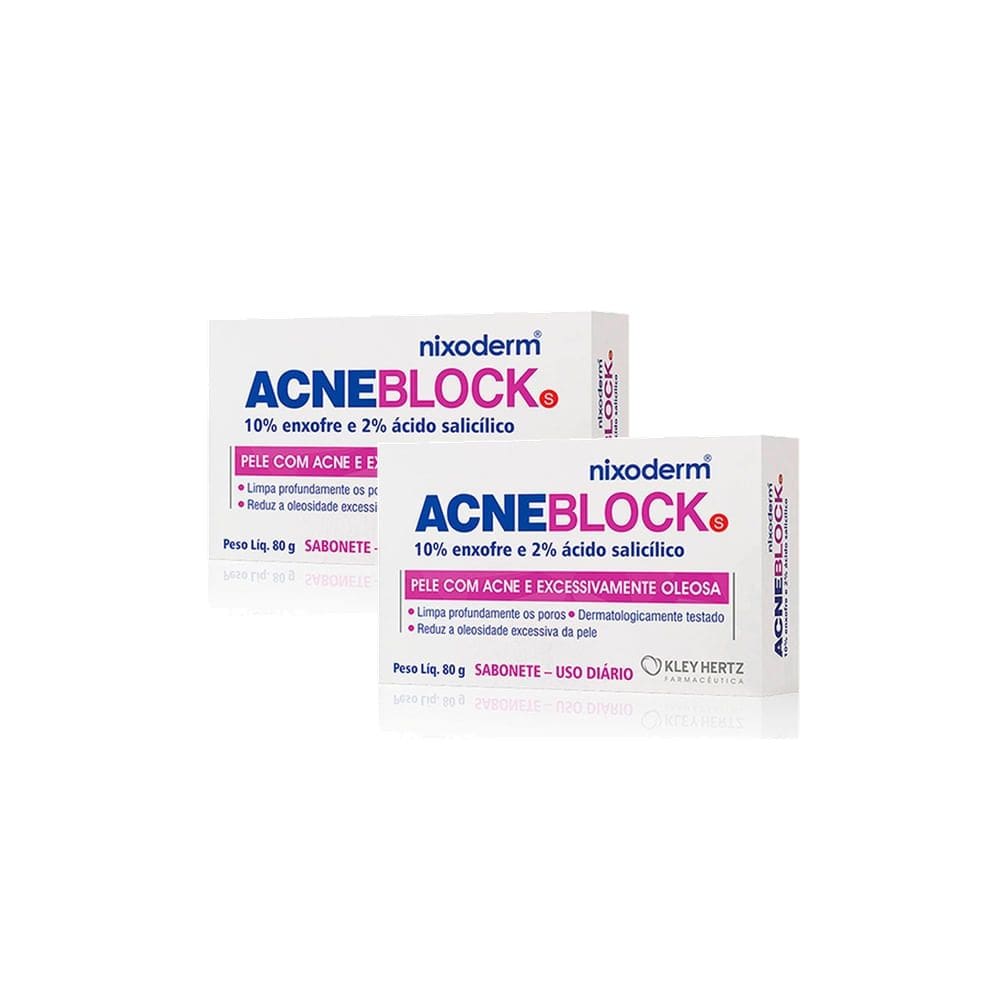 Kit 2 Acneblock Sabonete em Barra Pele com Acne e Excessivamente Oleosa 80g
