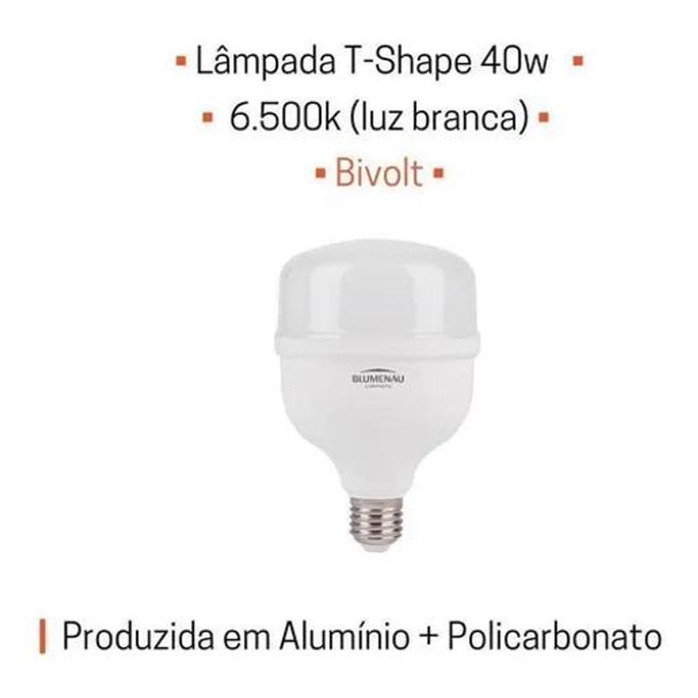 3X Lâmpada High Led T80 40W Alta Potência E27 Blumenau Cor D