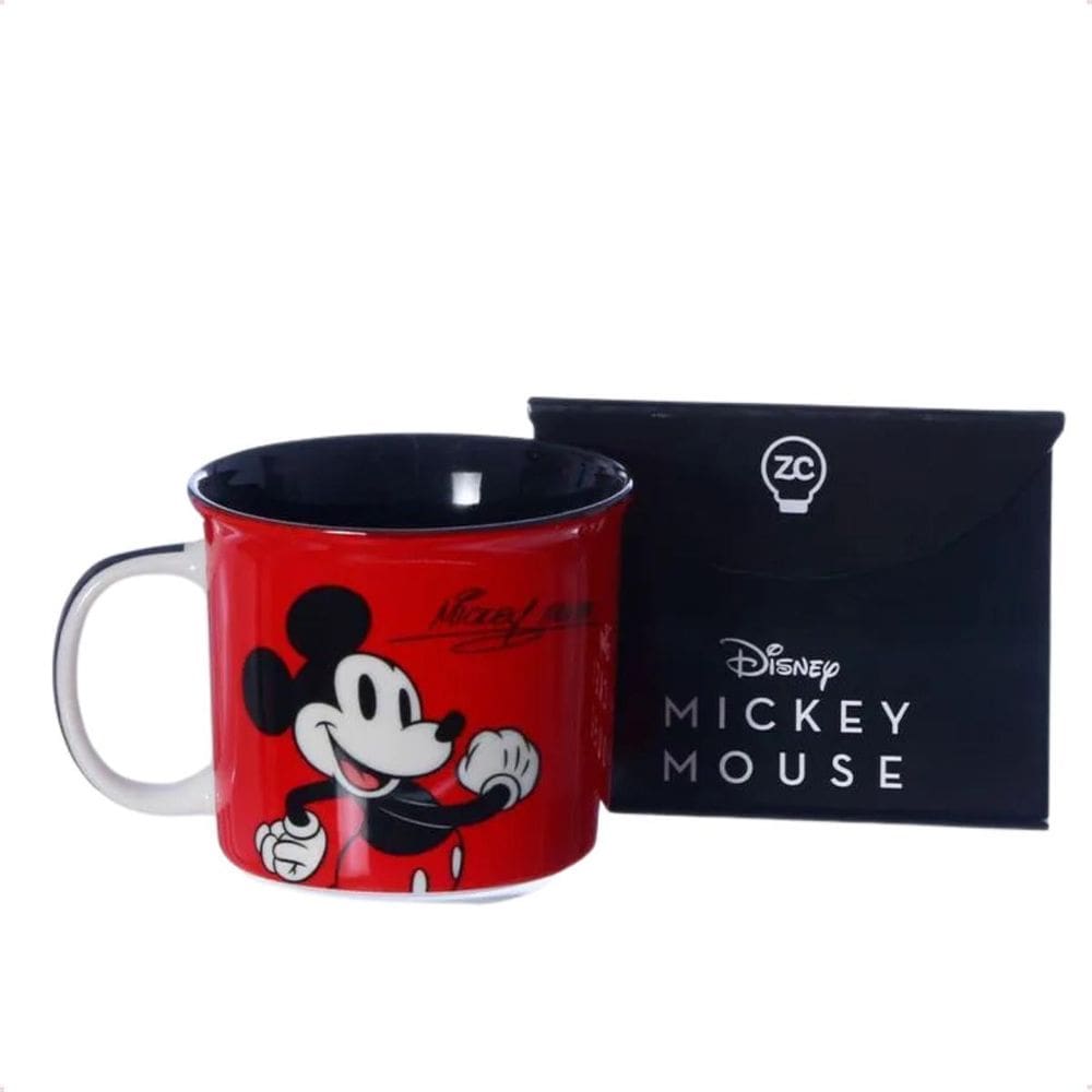 Caneca Tom Mickey Disney Em Cerâmica Vermelha Perfeita
