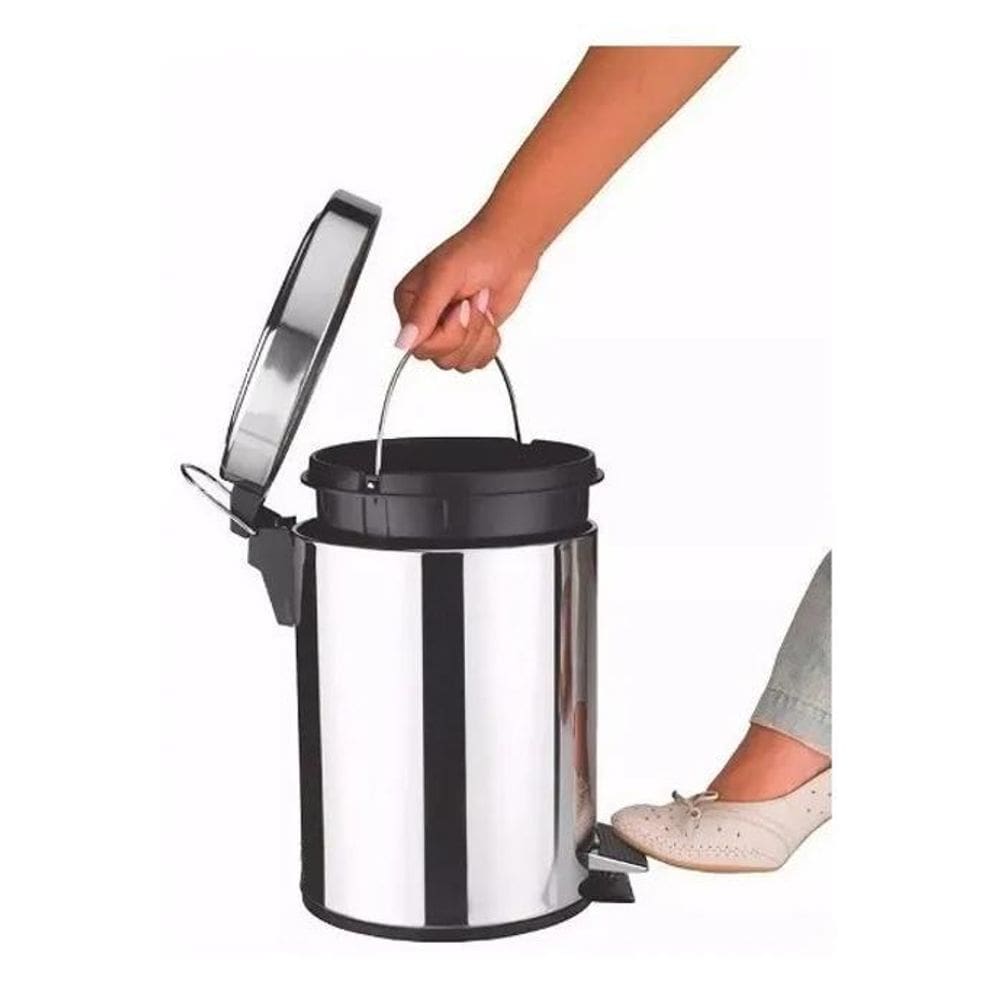 Cesto De Lixo 5 Litros Inox Com Pedal Para Banheiro E Cozinh