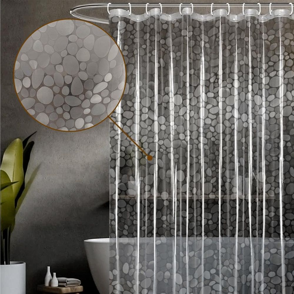 1 Cortina Box Banheiro 3D Antimofo Ganchos 180X180 Pev M03