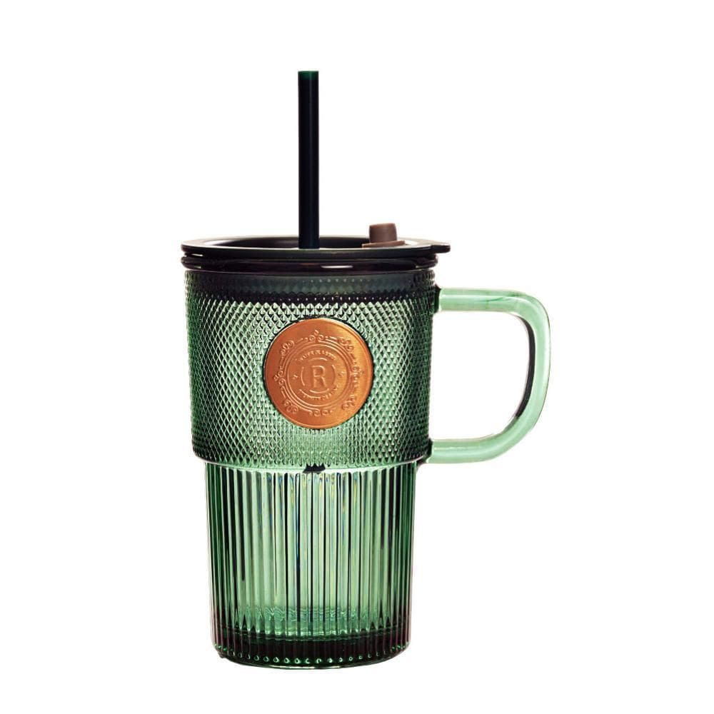 Copo Com Canudo E Alça Vidro Cold 420Ml