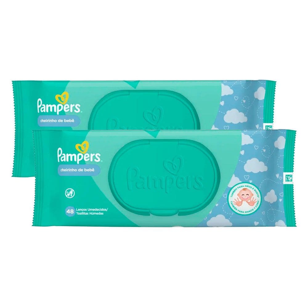 Kit 2 Lenços Umedecidos Pampers Cuidado de Bebê 48 Unidades