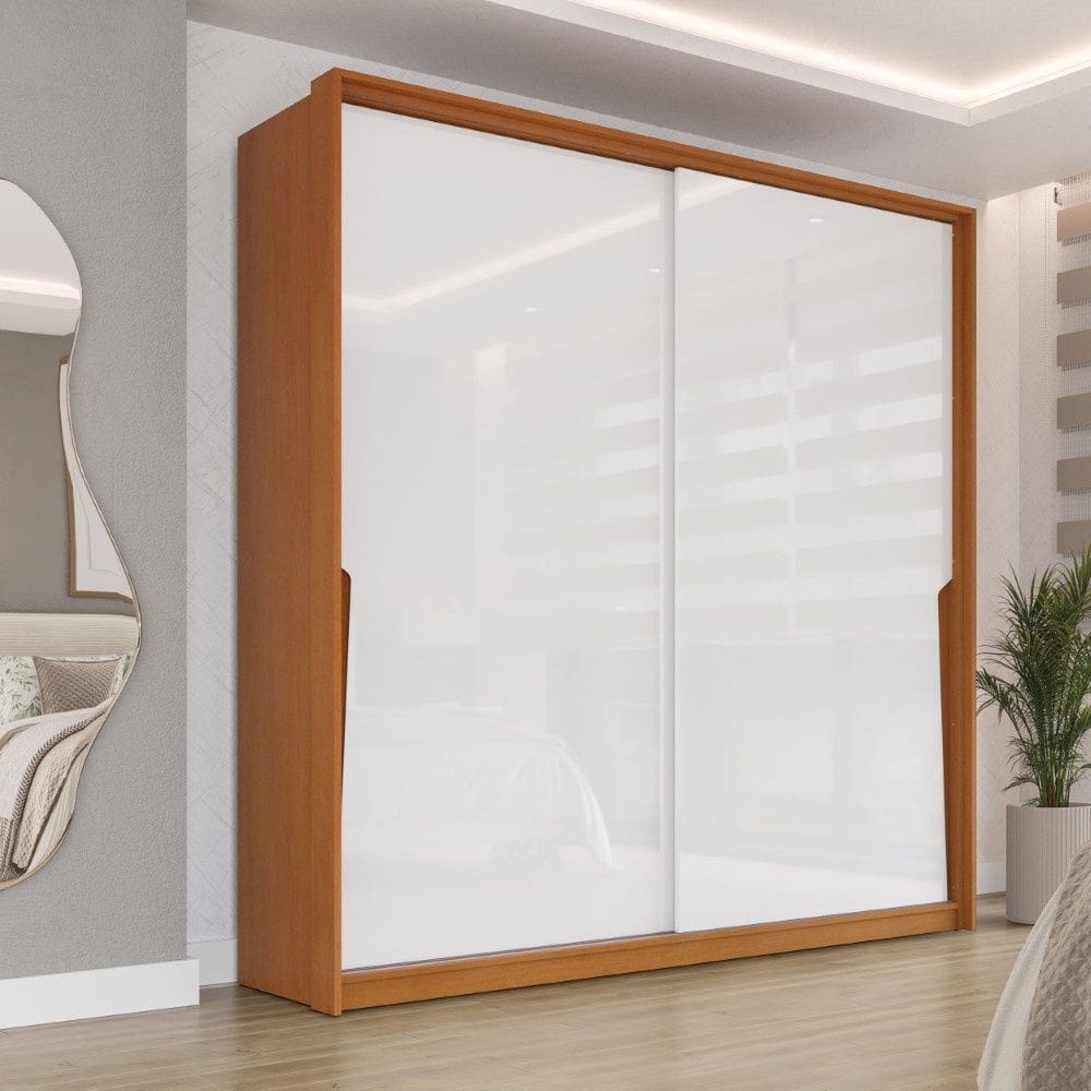 Guarda Roupa Roupeiro 2 Portas de Correr 2 Gavetas Porto Freijó Branco Politorno Móveis