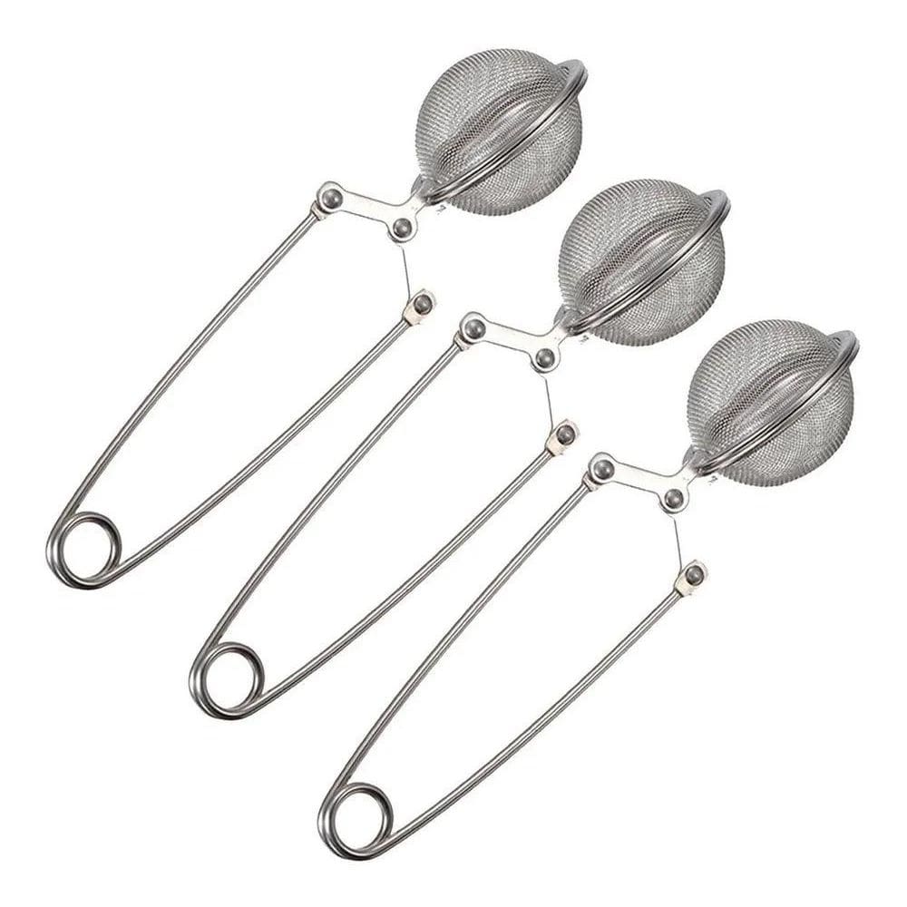 10X Kit 3 Infusores De Chá Inox Coador E Peneira De Ervas L