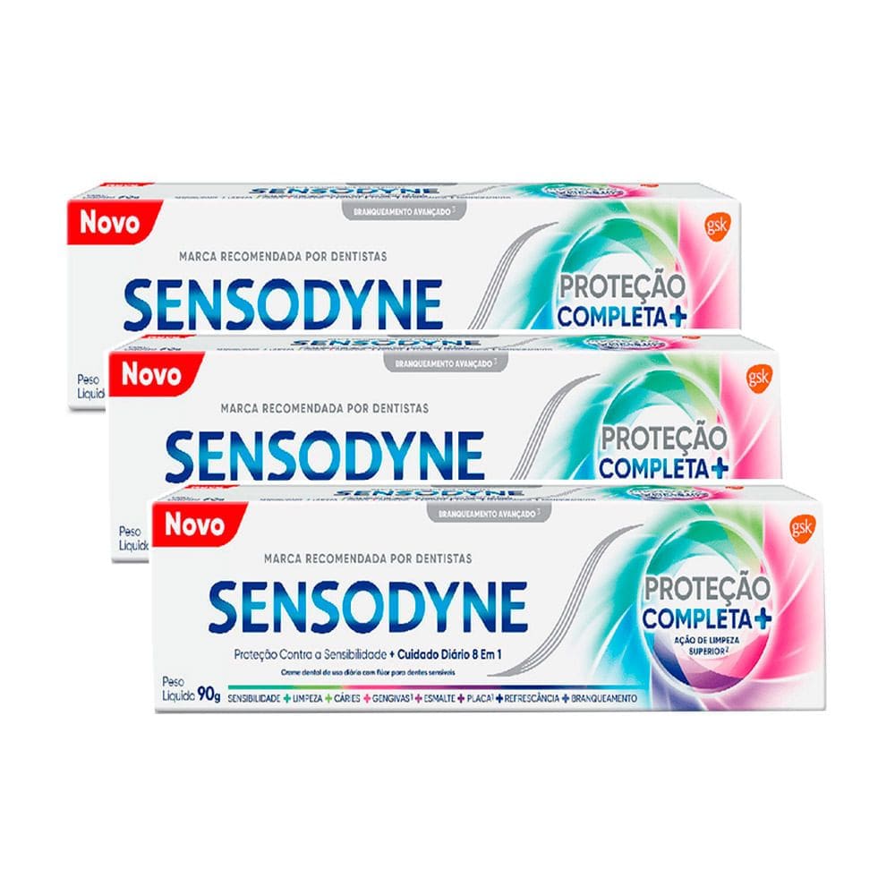 Kit 3 Creme Dental Sensodyne Proteção Completa 90g
