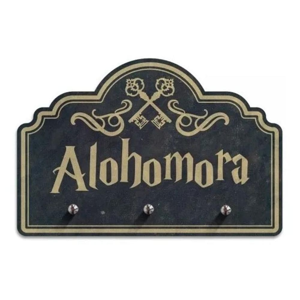 3X Porta Chaves Alohomora Harry Potter Cor Branco