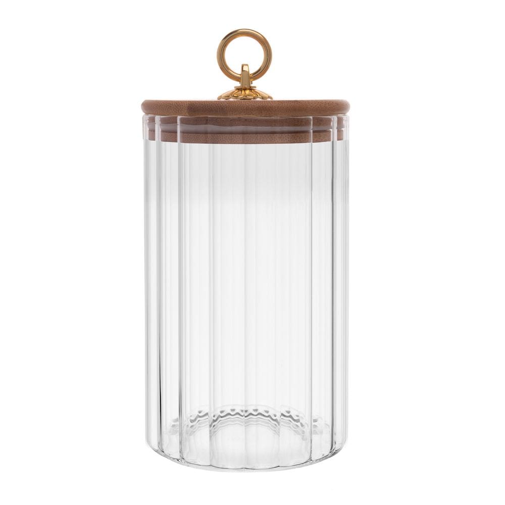 Porta Mantimento de Vidro Borossilicato com Tampa de Bambu C