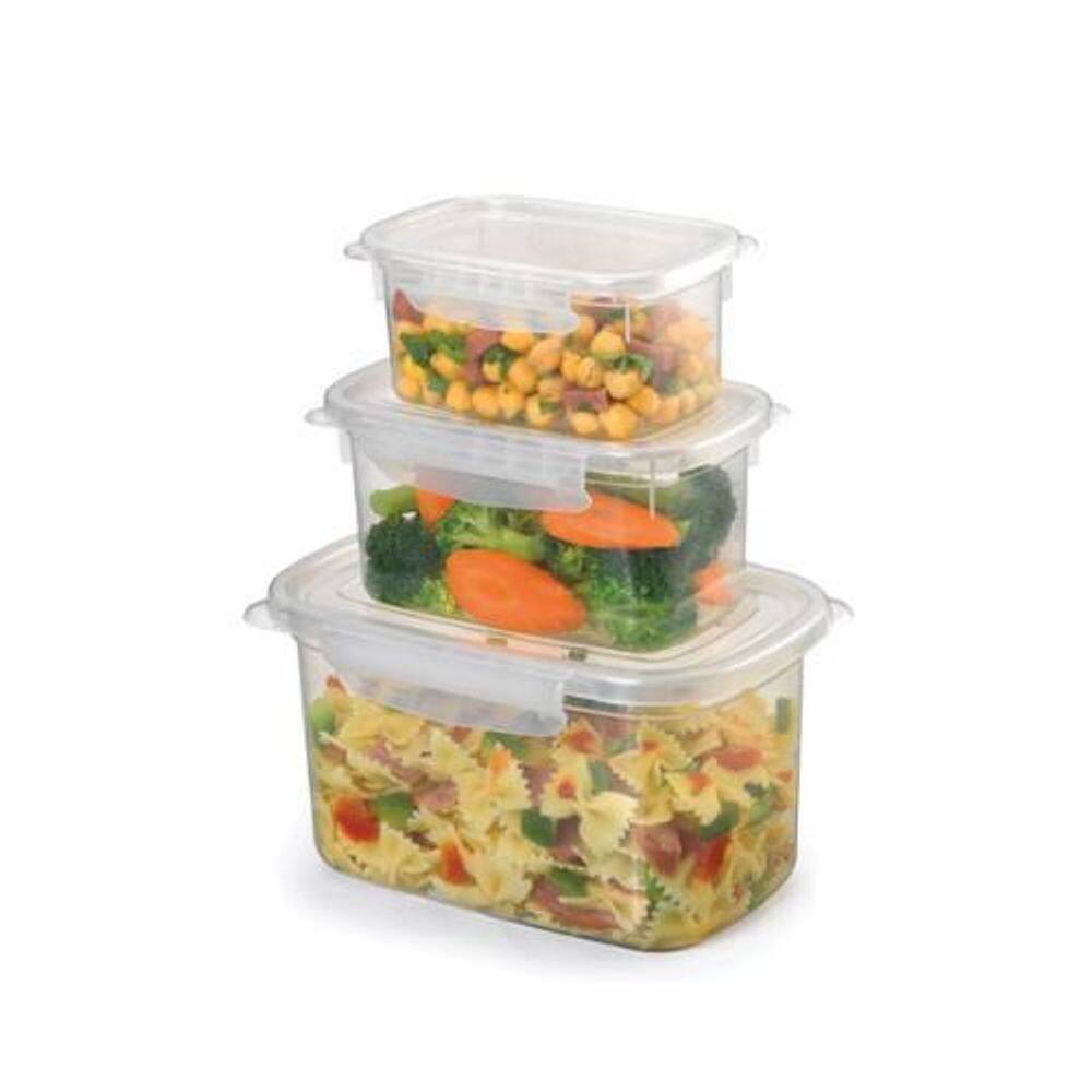 Kit 3 Potes Retangular Alto Com Trava Pmg