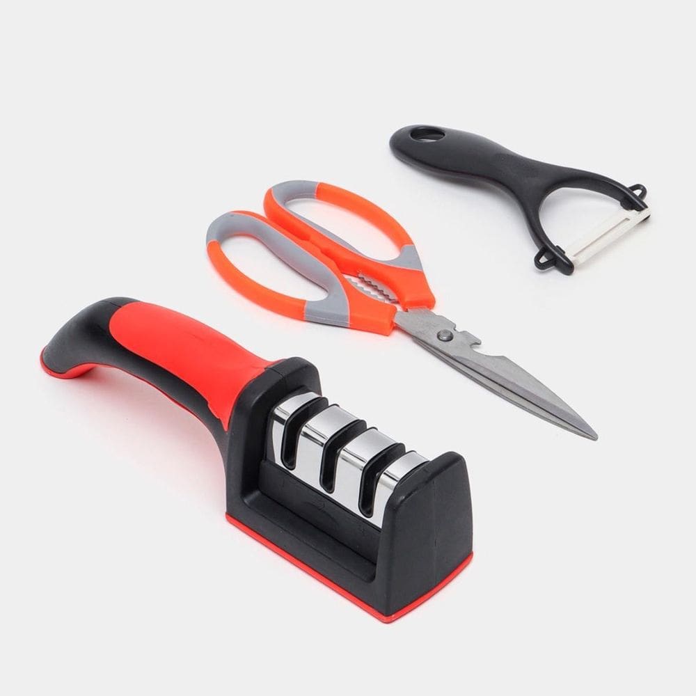 Kit Afiador Amolador Portátil Para Facas E Tesoura Cozinha