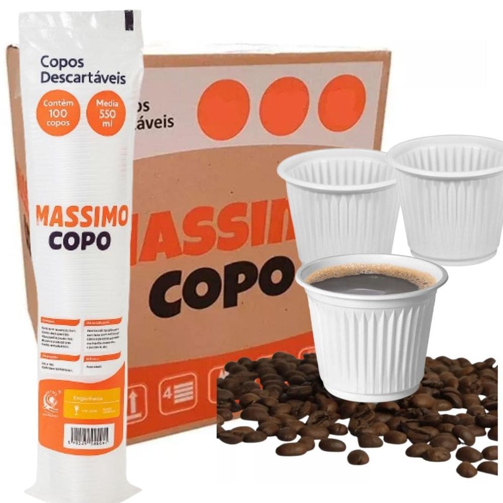 Kit 50 Pacotes Copo Para Café 50Ml Branco 5.000 Un. Massimo