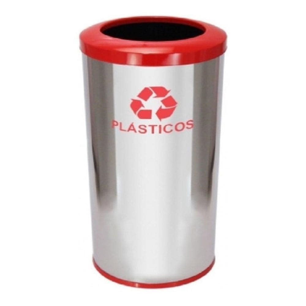 Lixeira Em Aço Inox Com Aro Pintado 50L