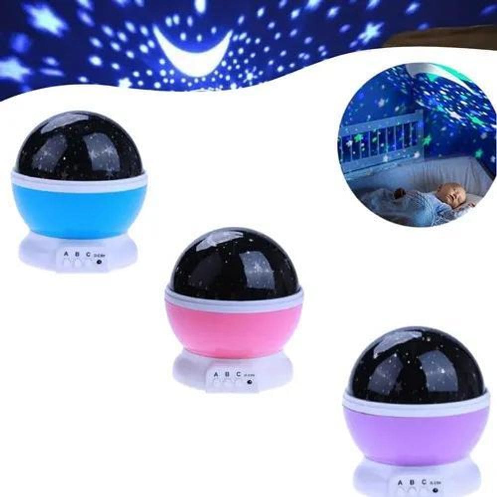 10X Luminária Infantil Abajur Projetor Lua E Estrelas Girat