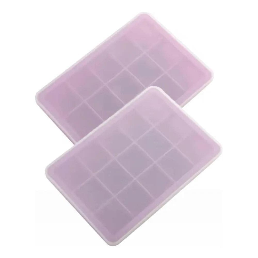 2X Kit 2 Formas De Gelo Em Silicone Com Tampa 15 Cubos Sem B