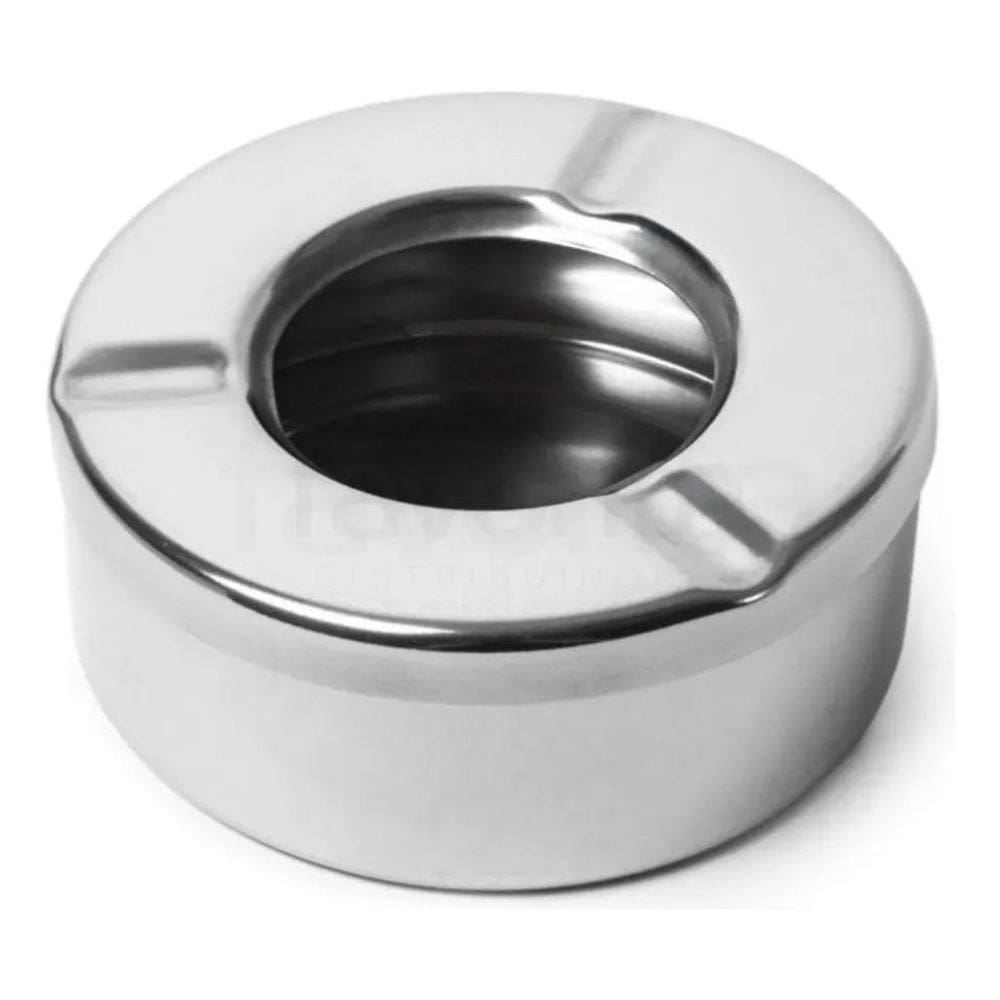 Cinzeiro De Metal Com Tampa Giratória E Reservatório Grande