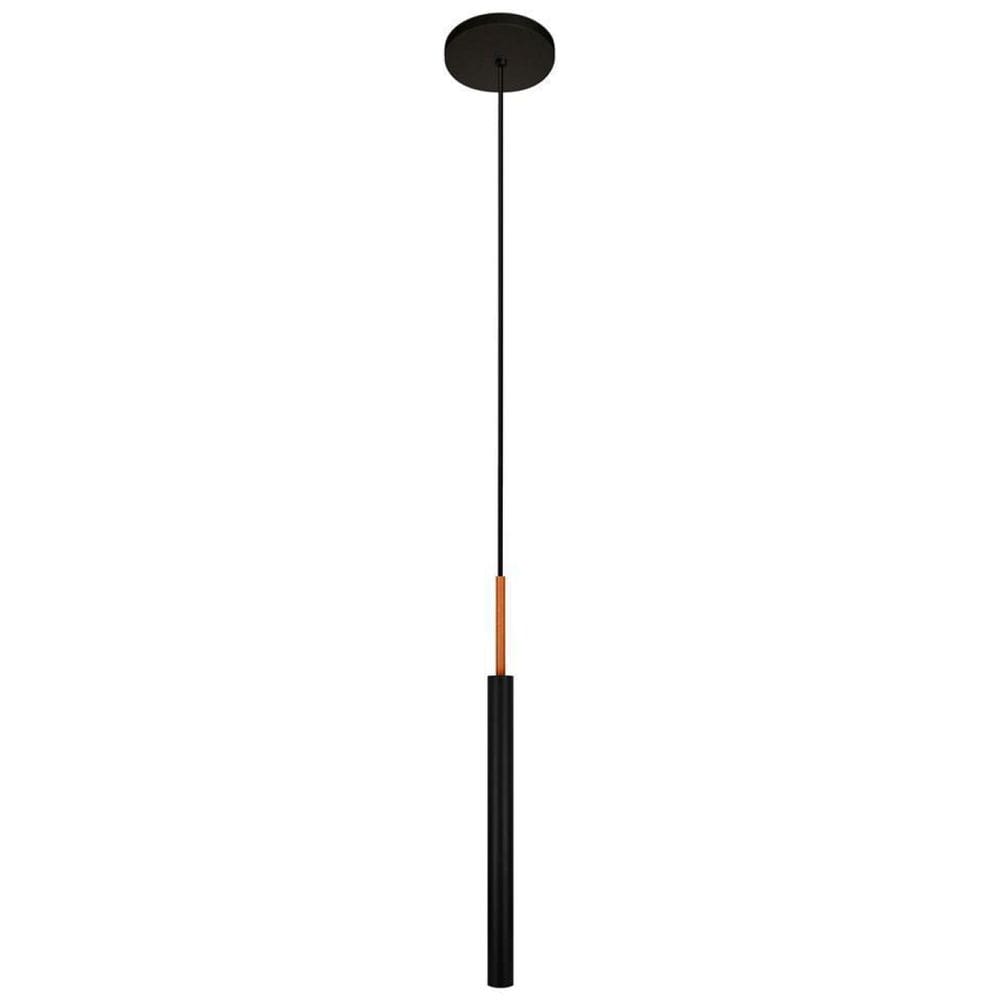 Luminária Pendente Teto Tubo Sala Quarto Preto Cobre 40Cm