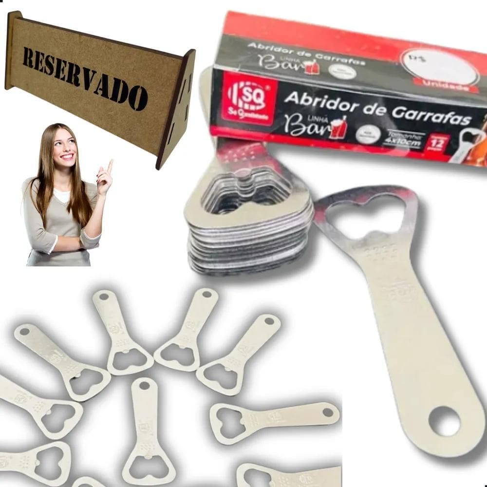 Kit 12 Abridor De Garrafa Boteco Bar Cerveja Inox Reforçado
