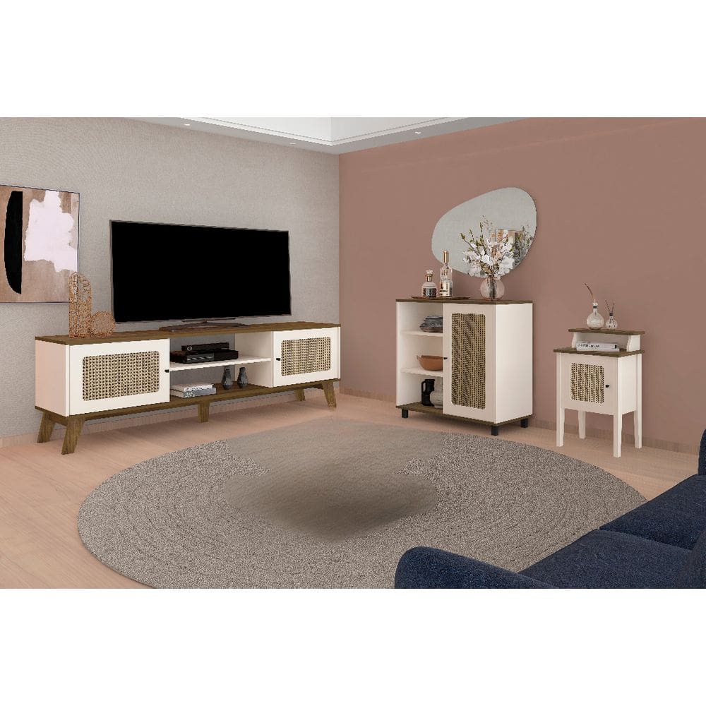 Conjunto Sala Charlotte: Rack 4524+ Mesa 4518+ Buffet 4520